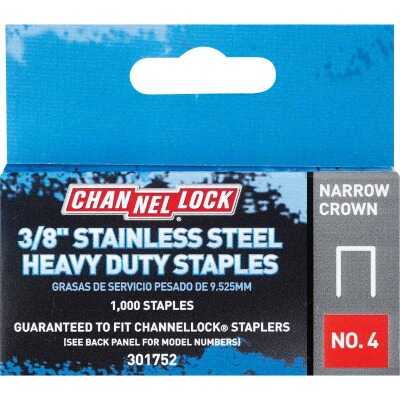 Channellock No. 4 Narrow Crown Stainless Steel Staple, 3/8 In. (1000-Pack)