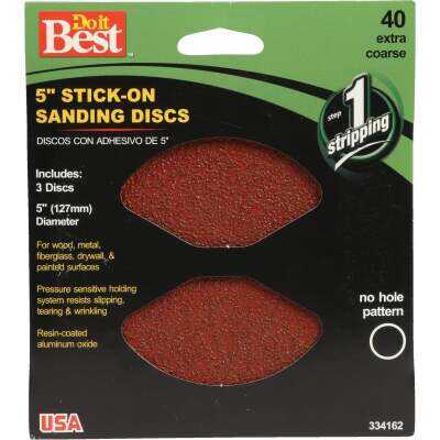 Do it Best 5 In. 40 Grit Stick-On Sanding Disc (3-Pack)
