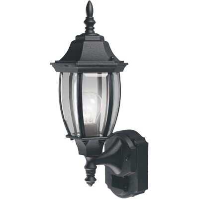 Heath Zenith Black Incandescent Dusk-To-Dawn/Motion Activated Outdoor Wall Light Fixture